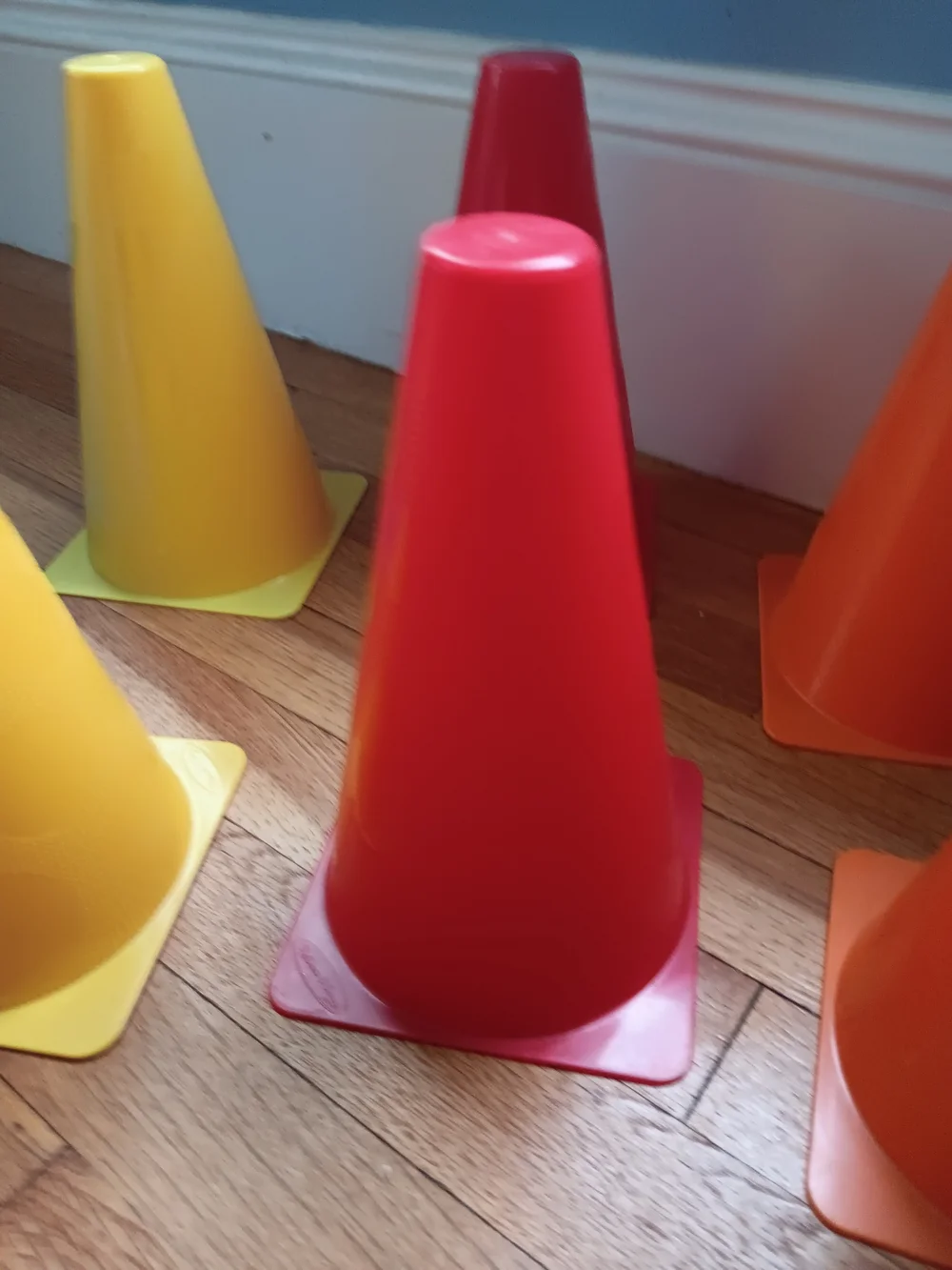 Melissa & Doug Bright Plastic Activity Cones - Blue, Yellow, Red, Orange